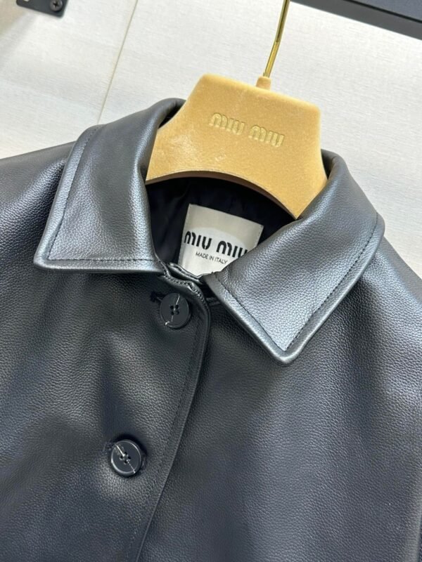 miumiu Autumn and winter new cowhide jacket coat mid-length cowhide jacket Premium quality clothing