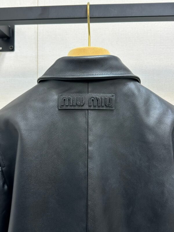 miumiu Autumn and winter new cowhide jacket coat mid-length cowhide jacket Premium quality clothing