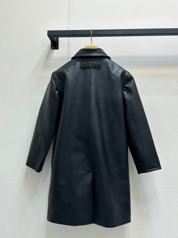 miumiu Autumn and winter new cowhide jacket coat mid-length cowhide jacket Premium quality clothing