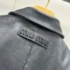miumiu Autumn and winter new cowhide jacket coat mid-length cowhide jacket Premium quality clothing