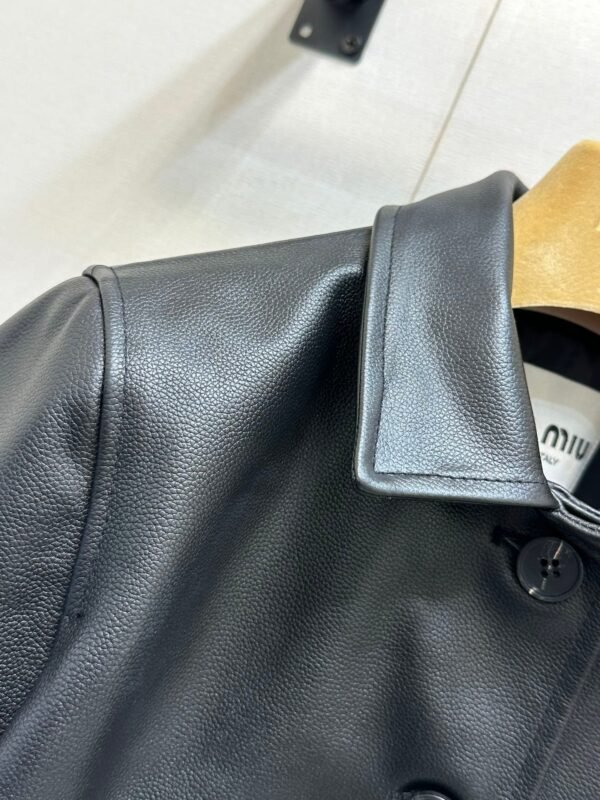 miumiu Autumn and winter new cowhide jacket coat mid-length cowhide jacket Premium quality clothing