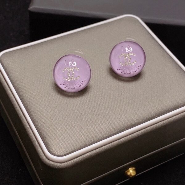 Chanel Purple Crystal Micro Diamond Earrings Premium