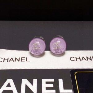 Chanel Purple Crystal Micro Diamond Earrings Premium