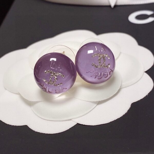 Chanel Purple Crystal Micro Diamond Earrings Premium