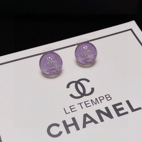 Chanel Purple Crystal Micro Diamond Earrings Premium