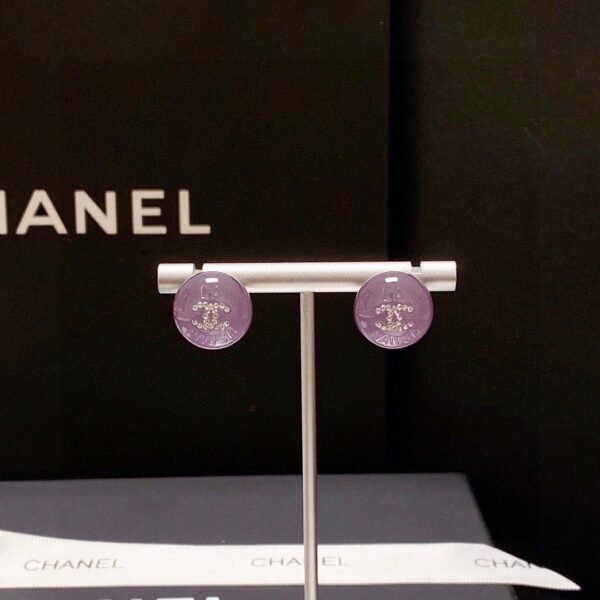 Chanel Purple Crystal Micro Diamond Earrings Premium