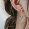 Louis Vuitton Classic V Half Diamond Two-tone Earrings Premium 1:1