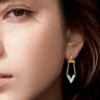 Louis Vuitton Classic V Half Diamond Two-tone Earrings Premium 1:1