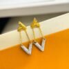 Louis Vuitton Classic V Half Diamond Two-tone Earrings Premium 1:1