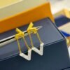 Louis Vuitton Classic V Half Diamond Two-tone Earrings Premium 1:1