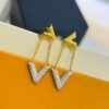 Louis Vuitton Classic V Half Diamond Two-tone Earrings Premium 1:1