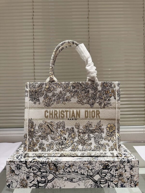 Dior book tote embroidered shopping bag, three 36cm