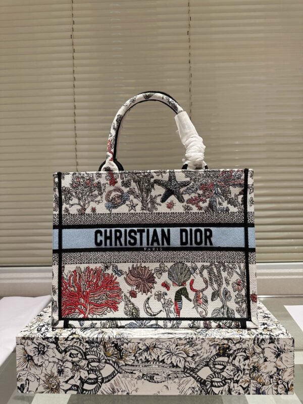 Dior book tote embroidered shopping bag, three 36cm