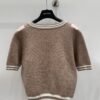 miumiu 2025 early spring new knitted round neck short sleeves diamond pattern jacquard decoration
