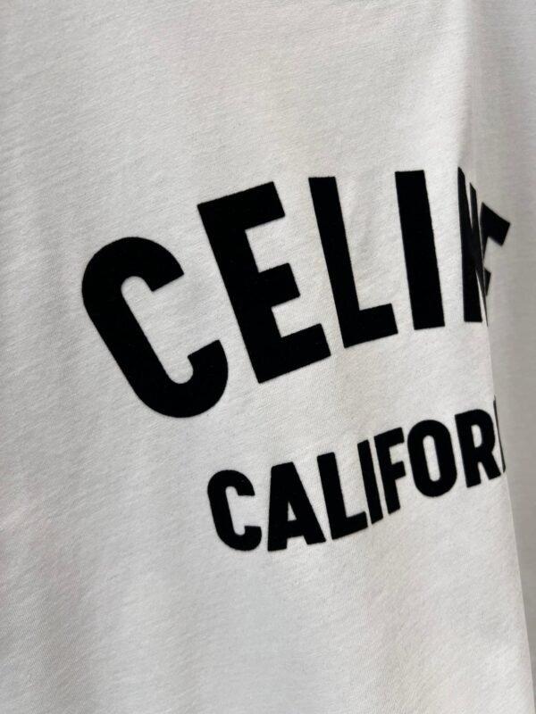 Celine 2025 early spring new letter flocking print round neck short sleeve T-shirt