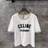 Celine 2025 early spring new letter flocking print round neck short sleeve T-shirt