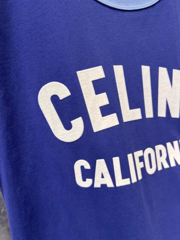Celine 2025 early spring new letter flocking print round neck short sleeve T-shirt