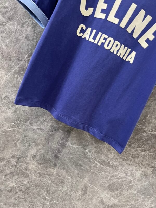 Celine 2025 early spring new letter flocking print round neck short sleeve T-shirt