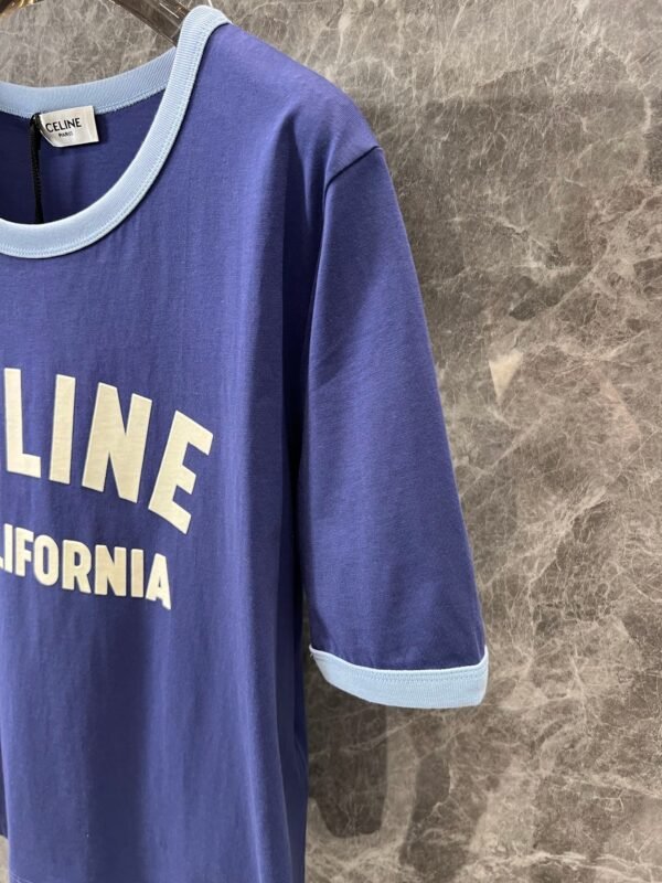 Celine 2025 early spring new letter flocking print round neck short sleeve T-shirt