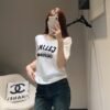 Celine 2025 early spring new letter flocking print round neck short sleeve T-shirt