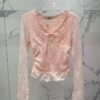 CHANEL Bow lace bottoming shirt