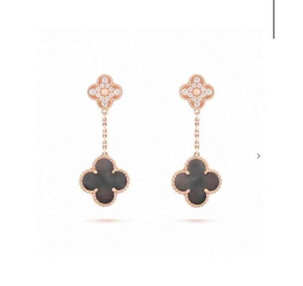 Van Cleef & Arpels Double Flower Earrings Gradient Color Premium Edition