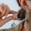 Van Cleef & Arpels Double Flower Earrings Gradient Color Premium Edition