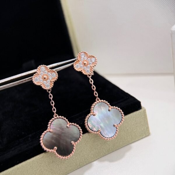 Van Cleef & Arpels Double Flower Earrings Gradient Color Premium Edition
