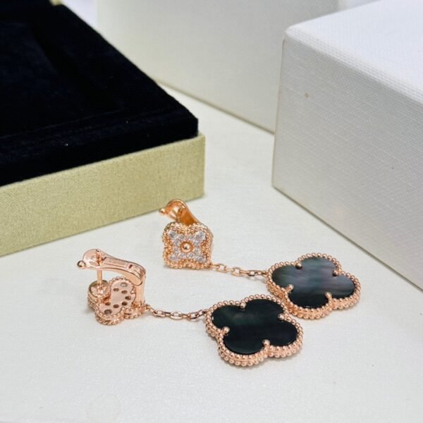 Van Cleef & Arpels Double Flower Earrings Gradient Color Premium Edition