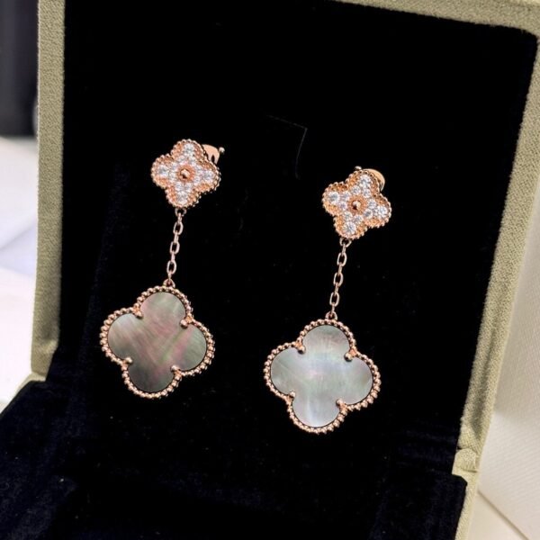 Van Cleef & Arpels Double Flower Earrings Gradient Color Premium Edition