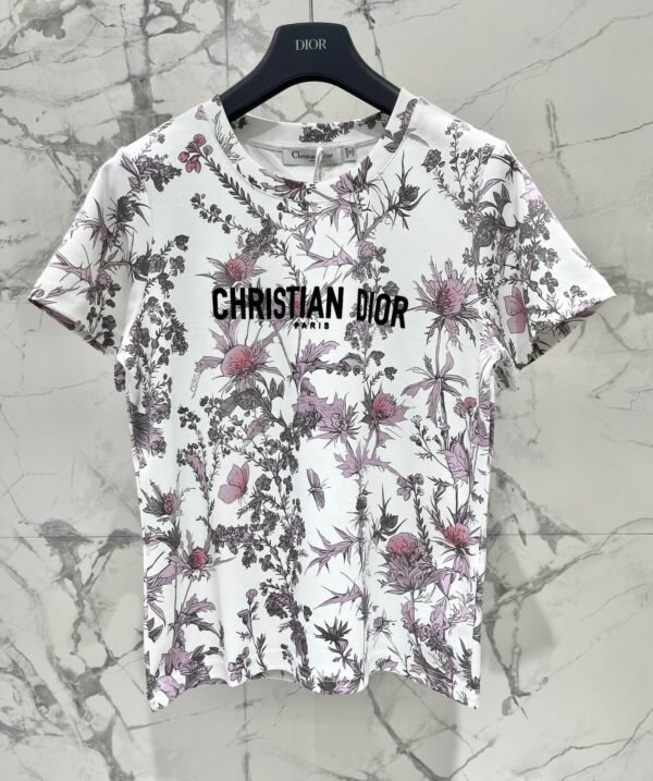 DIOR 2025 early spring new forest print 100% cotton round neck T-shirt