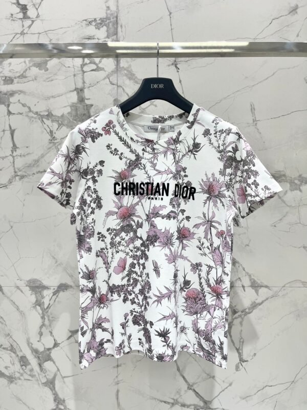 DIOR 2025 early spring new forest print 100% cotton round neck T-shirt
