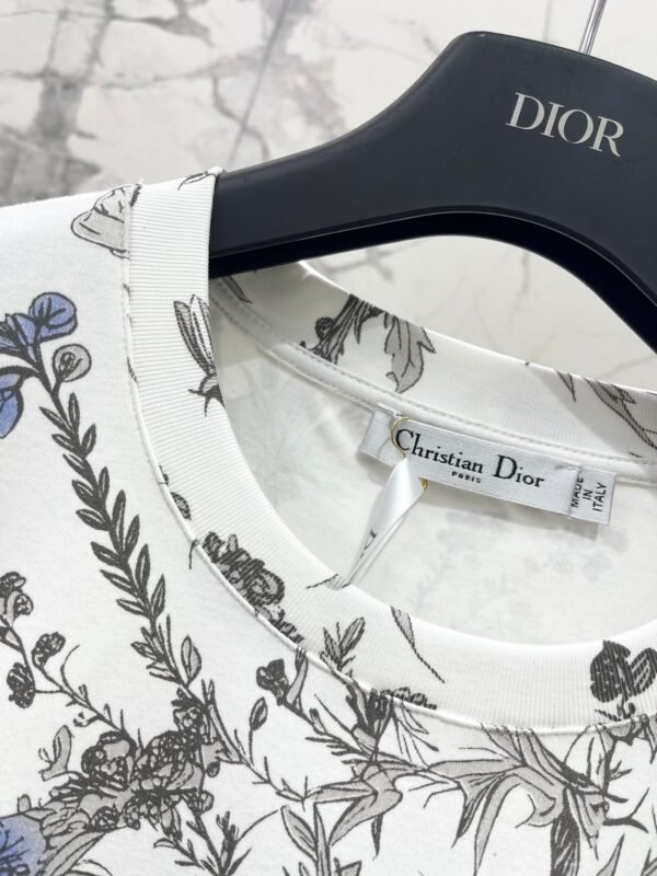 DIOR 2025 early spring new forest print 100% cotton round neck T-shirt