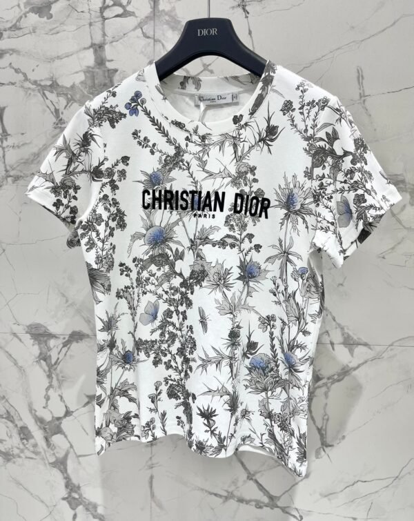 DIOR 2025 early spring new forest print 100% cotton round neck T-shirt