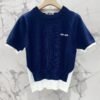 miumiu Early Spring Series Two-piece Contrast Color Knitted Short Sleeve