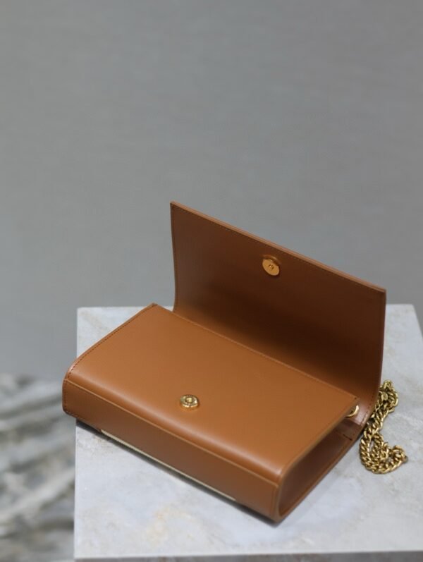 YSL original 1:1 small square bag brown cowhide with cotton linen ·20cm