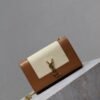 YSL original 1:1 small square bag brown cowhide with cotton linen ·20cm