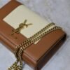 YSL original 1:1 small square bag brown cowhide with cotton linen ·20cm