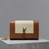 YSL original 1:1 small square bag brown cowhide with cotton linen ·20cm