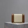 YSL original 1:1 small square bag brown cowhide with cotton linen ·20cm
