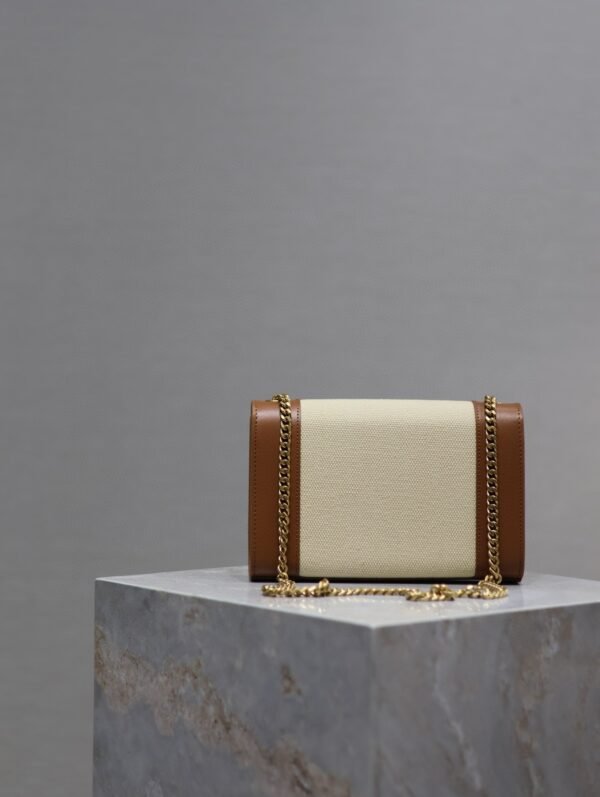 YSL original 1:1 small square bag brown cowhide with cotton linen ·20cm