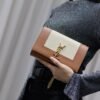 YSL original 1:1 small square bag brown cowhide with cotton linen ·20cm