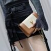 YSL original 1:1 small square bag brown cowhide with cotton linen ·20cm