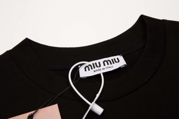 Miumiu New Series Applique Embroidery Round Neck Short Sleeve T-shirt