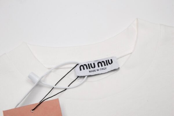 Miumiu New Series Applique Embroidery Round Neck Short Sleeve T-shirt