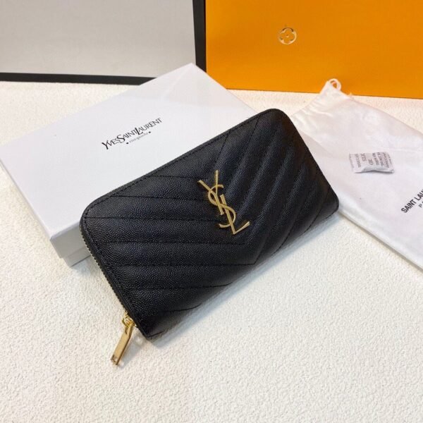 YSL Caviar Cowhide Wallet 19x10cm