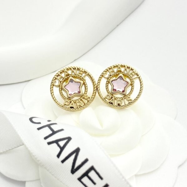 Chanel Pink Diamond Star Ferris Wheel Round Earrings