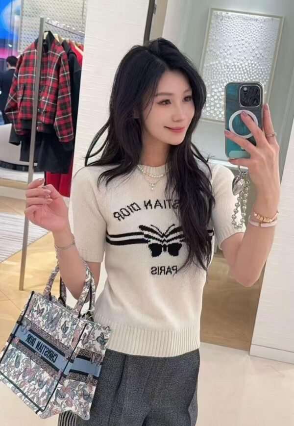 DIOR butterfly pattern knitted T-shirt