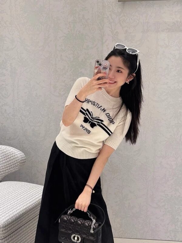 DIOR butterfly pattern knitted T-shirt
