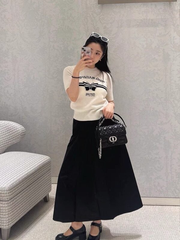 DIOR butterfly pattern knitted T-shirt